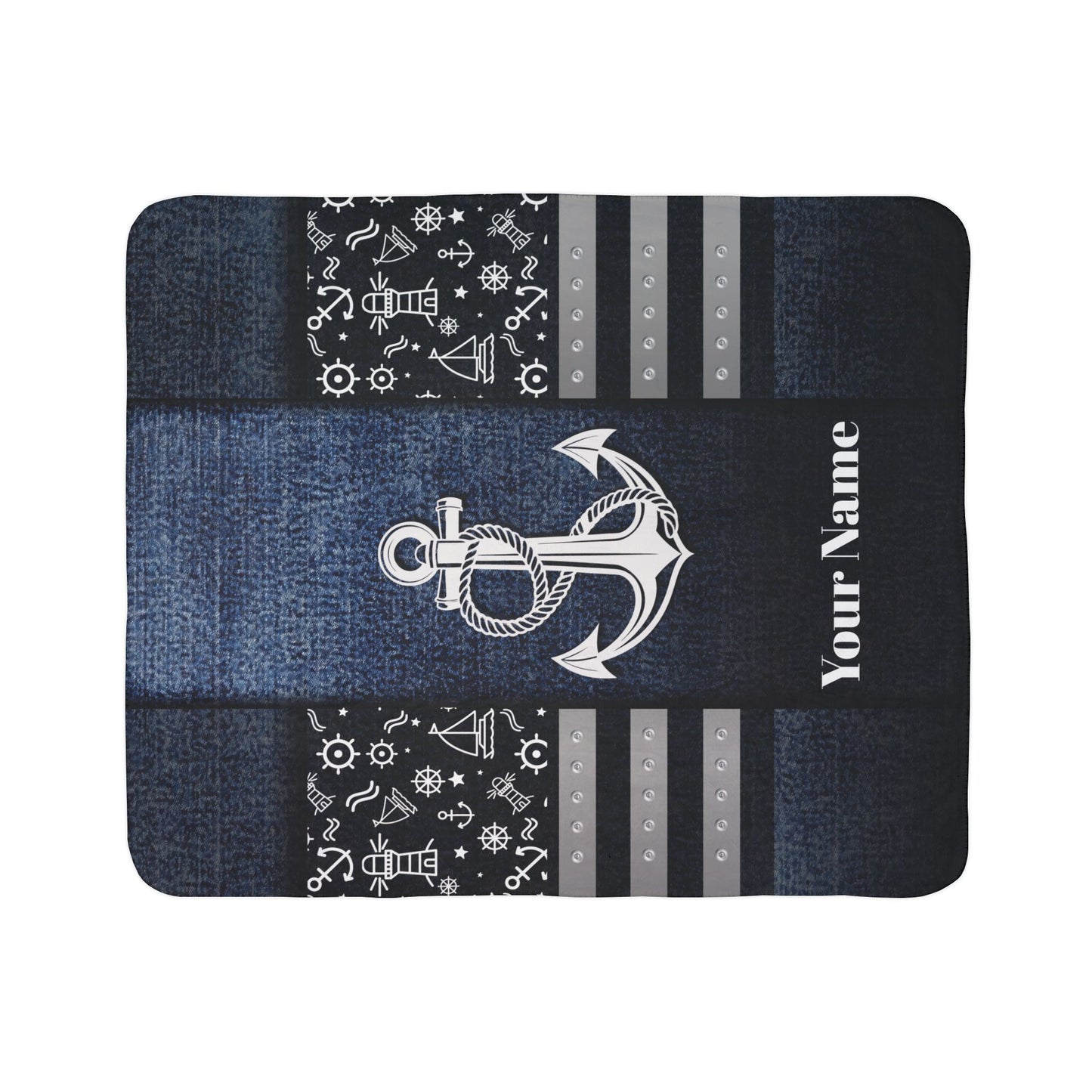 Ship Anchor Fleece Sherpa Blanket