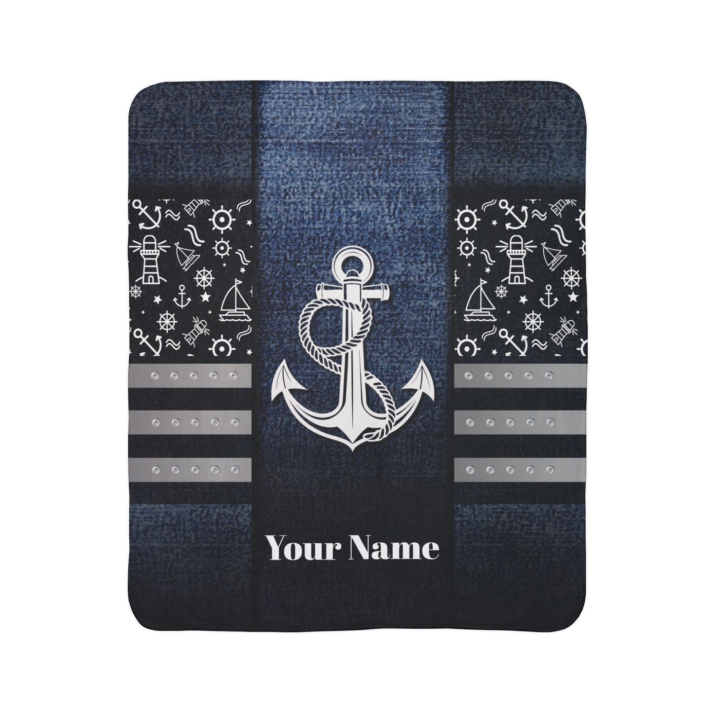 Ship Anchor Fleece Sherpa Blanket