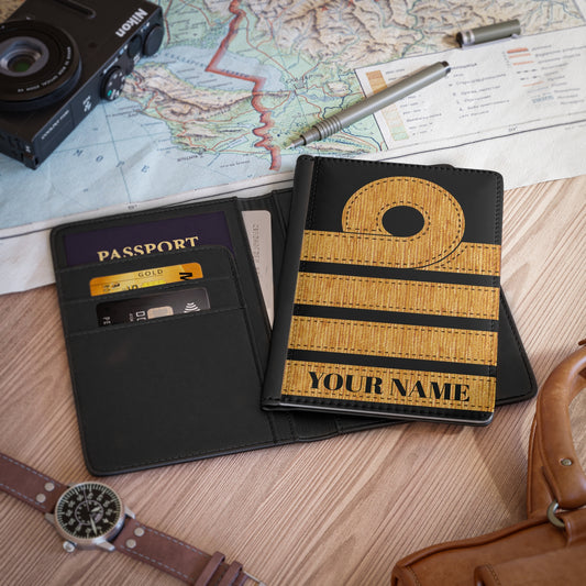 Customized Name Captain Stripe Passport Cover