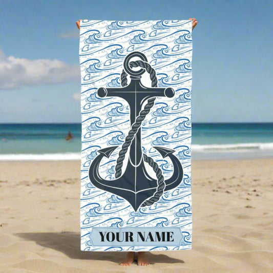 Customized Name with Ocean Anchor Beach Towel