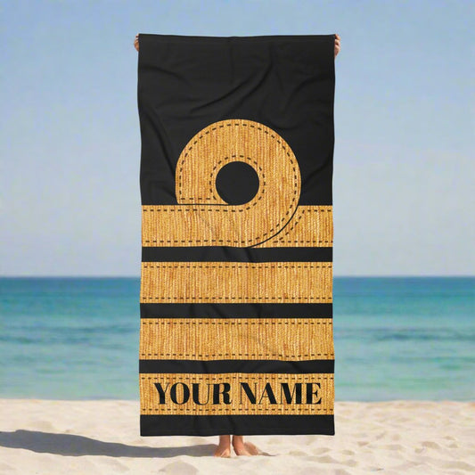 Customized Name Captain Stripe with Beach Towel